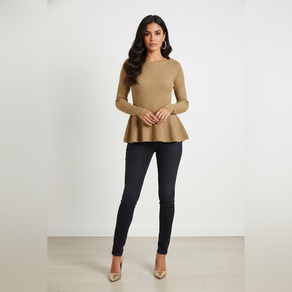 Lauren Ralph Lauren gold top with sparkle. Has small flaw in arm see photos.
